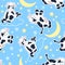 Moo Cows at night seamless pattern