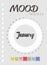 Mood diary for a month. mood tracker January calendar. keeping track of emotional state