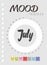 Mood diary for a month. mood tracker July calendar. keeping track of emotional state