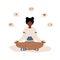 Mood disorder. Sad african woman sitting in lotus position. Mental health. Symptoms of schizophrenia or psychological