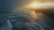 Moody Aerial Landscape Depict a dramatic aerial view of a vast coastline during a stormy sunset