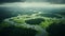 Moody Aerial View Of River And Jungle: Subtle Atmospheric Perspective