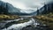 Moody And Atmospheric Lake Below Mountain: A Uhd Image