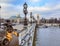 Moody cityscape with Pont Alexandre III bridge and Seine river in Paris, France