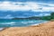 Moody clouds blowing in over the beach in Ludington Michigan