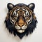 Moody Colors: A Detailed 3d Tiger Head Illustration In Dark Gold And Black
