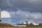 Moody dark clouds above Sizewell B reactor building in Sizewell, Suffolk.