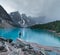 A moody evening at Moraine Lake in Banff National Park