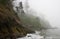 Moody Pacific Shoreline, a rocky cliff in fog