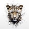 Moody Realism: Vector Illustration Of Leopard With Paint Splash