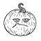Moody sketch pumpkin, halloween black outline isolated