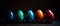 Moody studio lit hand-painted Easter eggs in a row. Generative AI