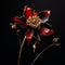 Moody Studio Photography: Gold And Red Flower On Black Background