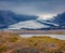 Moody summer scene of Vatnajokull glacier lagoon.