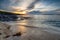 Moody summer sunset over the beach at Bagh Steinigidh