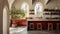 Moody Tonalism: A Kitchen With Red Cabinets And Minimalist Detail