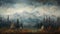 Moody Tonalism: Post-apocalyptic Mountain Painting With Avian Themes