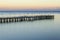 Moody twilight over pier in gdynia orlowo on Baltic sea in poland