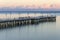 Moody twilight over pier in gdynia orlowo on Baltic sea in poland