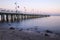 Moody twilight over pier in gdynia orlowo on Baltic sea in poland