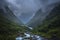 Moody View of the River coming from Buerbreen Glacier Down the Valley, Odda, Norway