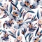 Moody watercolor alstroemeria flowers seamless pattern