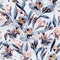 Moody watercolor alstroemeria flowers seamless pattern