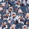 Moody watercolor alstroemeria flowers seamless pattern