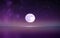 MOON Blue lilac starry sky reflection on sea with planet flares universe nebula