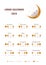 Moon calendar 2023 year. Lunar phases shedule template. Boho astrological poster. Vintage vector illustration