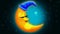 Moon cartoon sleeping in the sky , best loop video background