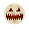 Moon with carved scary spooky jack o lantern creepy toothy smile face. Evil happy halloween holiday celebration symbol