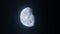 The Moon with a changing phase and detailed surface in the night sky