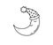 The moon character smile sleeping outline cartoon. Cute doodle simple illustration for kids