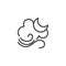 Moon with cloud and wind line icon