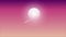 Moon and comet on violet pink sky
