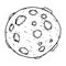 Moon with craters. Vector illustration cartoon moon. Hand drawn moon cosmic body