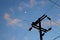 Moon during daytime and an electricity pole