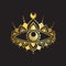 Moon Eye Gold Mystical Gold. Mandala Lotus logo. Vector Illustration. Mandala