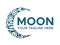 Moon face logo graphic design concept. Editable blue moon side view element in maori ethnic tribal style