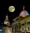 Moon with Frauenkirche Dresden Saxony