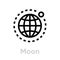 Moon globe earth icon. Editable line vector.