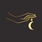 Moon goold Mystical logo. Vector Illustration. Minimalist Line art Style.