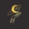 Moon goold Mystical logo. Vector Illustration. Minimalist Line art Style.