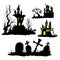 Moon halloween castle illustration horror night silhouette