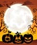 Moon with Halloween pumpkin silhouettes