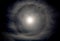 Moon halo in nighttime, natural phenomenon.