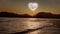 The moon heart-shaped shines over sea on valentine\'s day