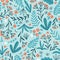 Moon herbs. Vector floral seamless pattern. Cute night design for fabric, wallpaper or wrap paper
