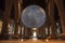 Moon inside of church. `Museum of the Moon` - Luke Jerram at St Wulfram`s Church.